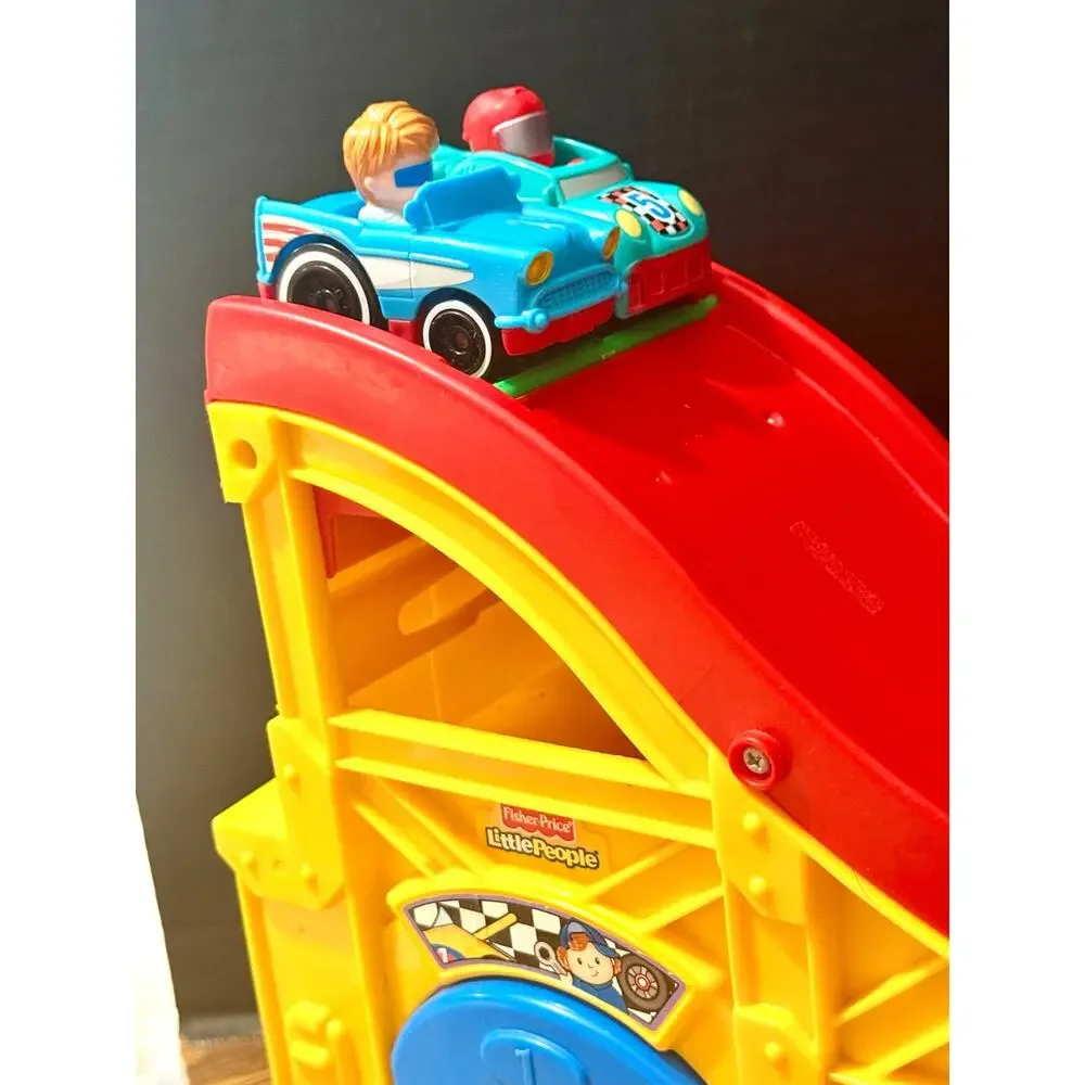 Fisher Price Little People Wheelies Rev 'N Sounds Race Track 4 Cars Vehicles #1